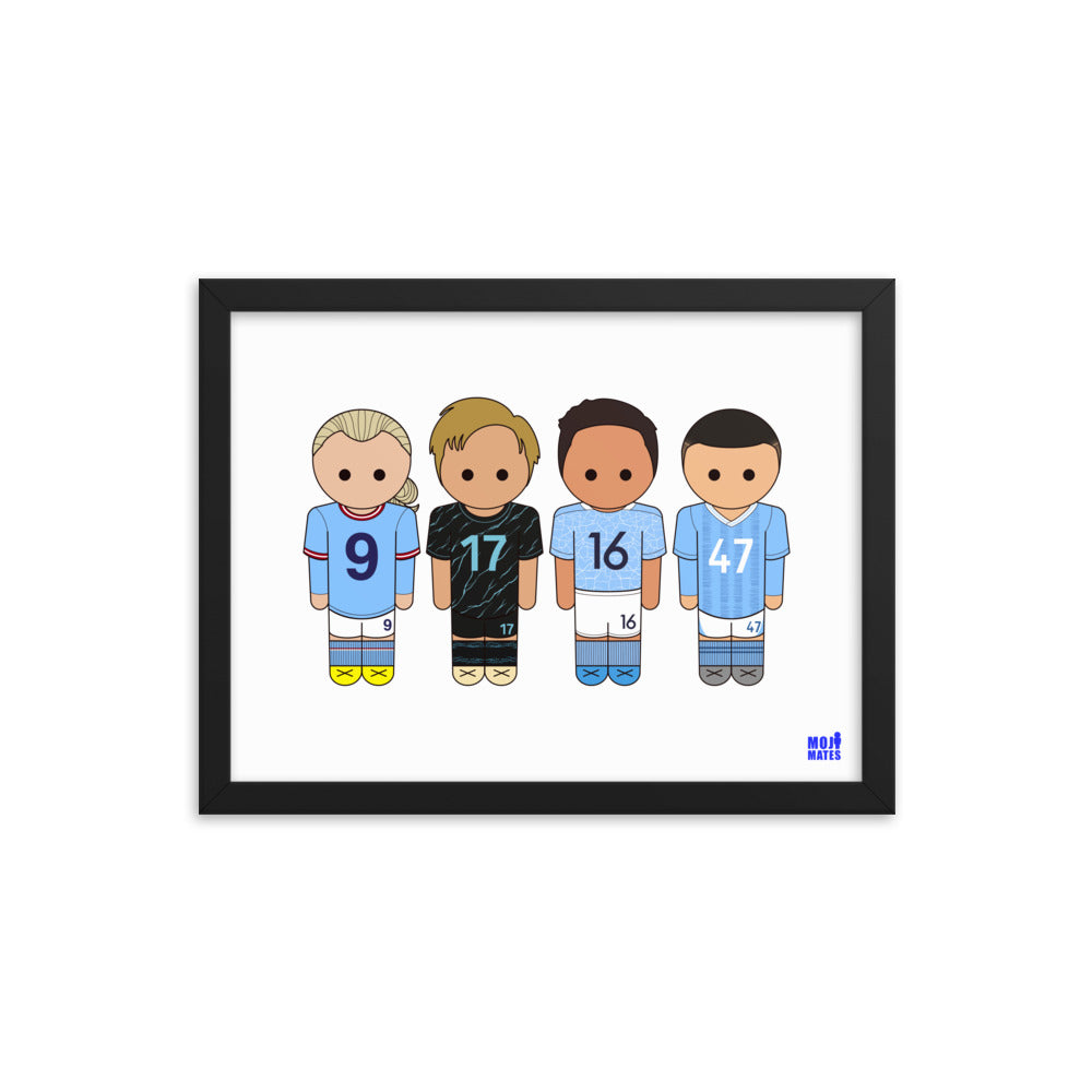 Man City Haaland De Bruyne Rodri Foden Framed poster