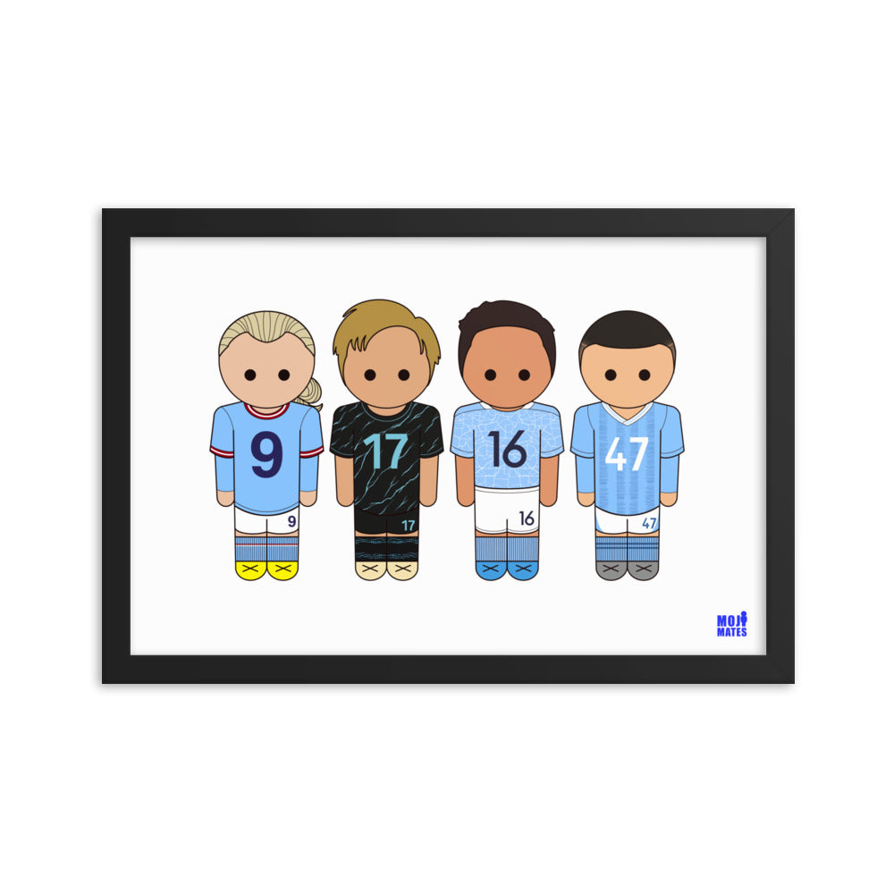 Man City Haaland De Bruyne Rodri Foden Framed poster