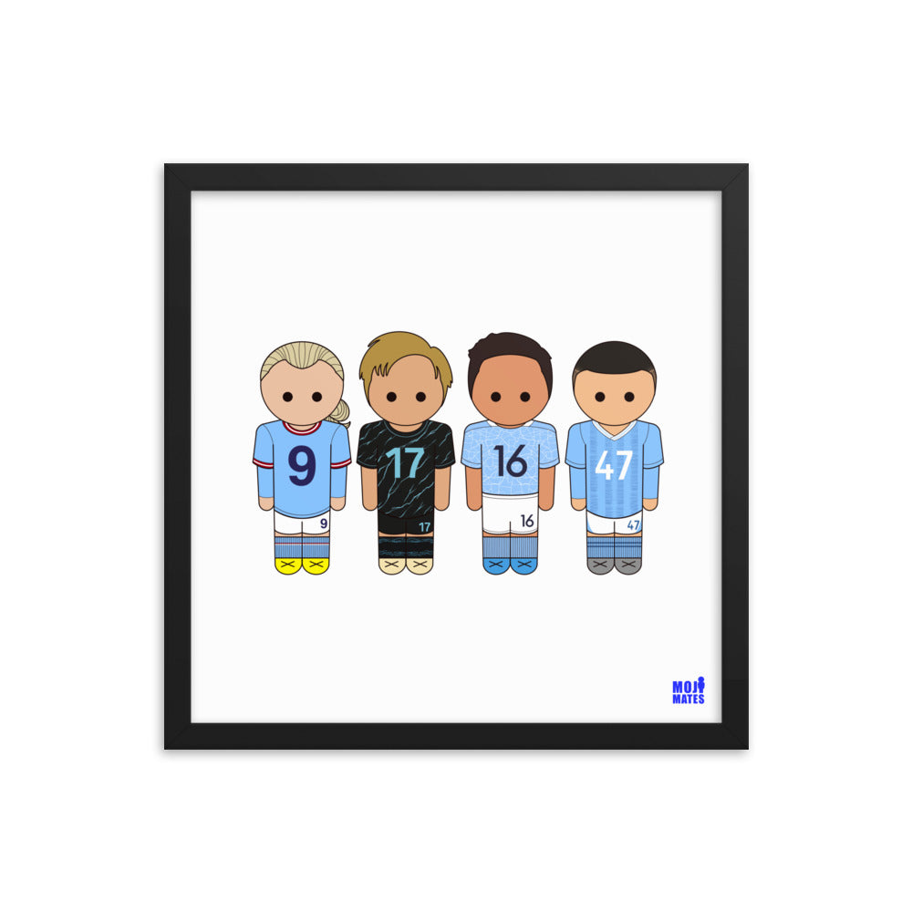 Man City Haaland De Bruyne Rodri Foden Framed poster
