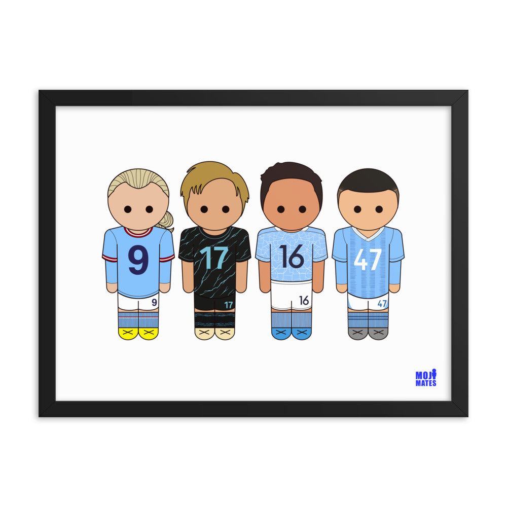 Man City Haaland De Bruyne Rodri Foden Framed poster