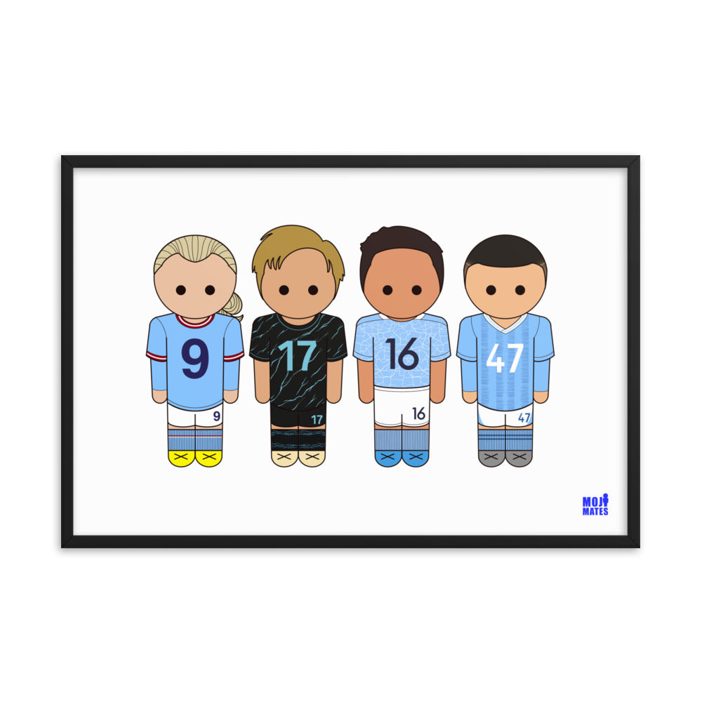 Man City Haaland De Bruyne Rodri Foden Framed poster
