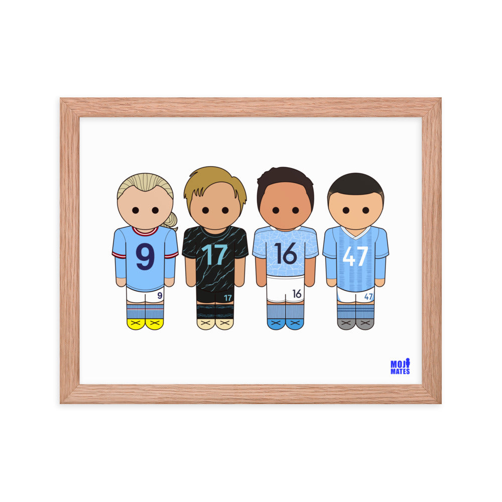 Man City Haaland De Bruyne Rodri Foden Framed poster