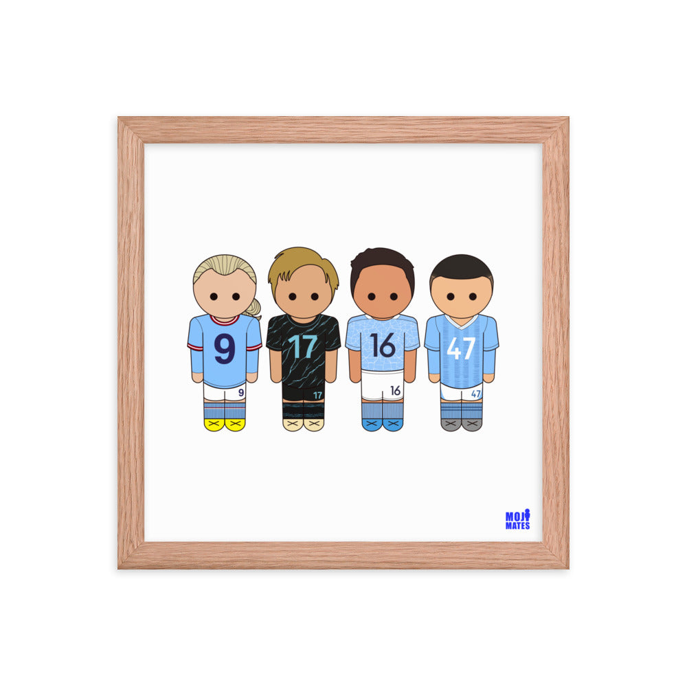 Man City Haaland De Bruyne Rodri Foden Framed poster