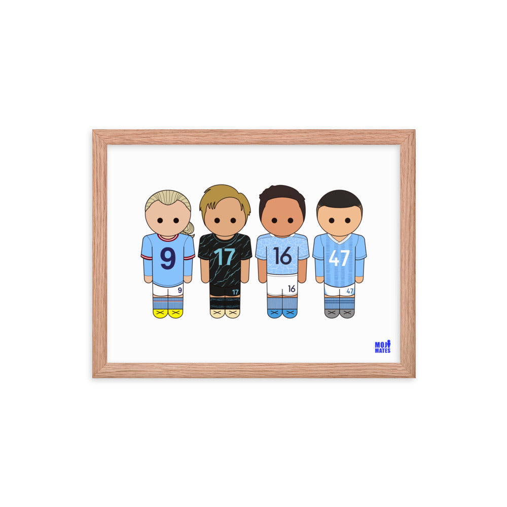 Man City Haaland De Bruyne Rodri Foden Framed poster