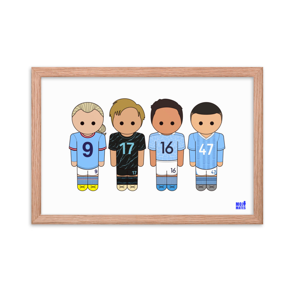 Man City Haaland De Bruyne Rodri Foden Framed poster