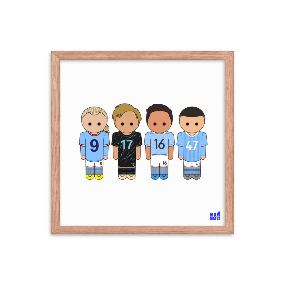 Man City Haaland De Bruyne Rodri Foden Framed poster