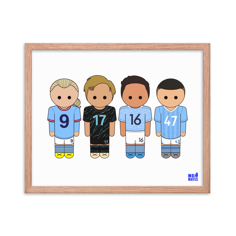 Man City Haaland De Bruyne Rodri Foden Framed poster