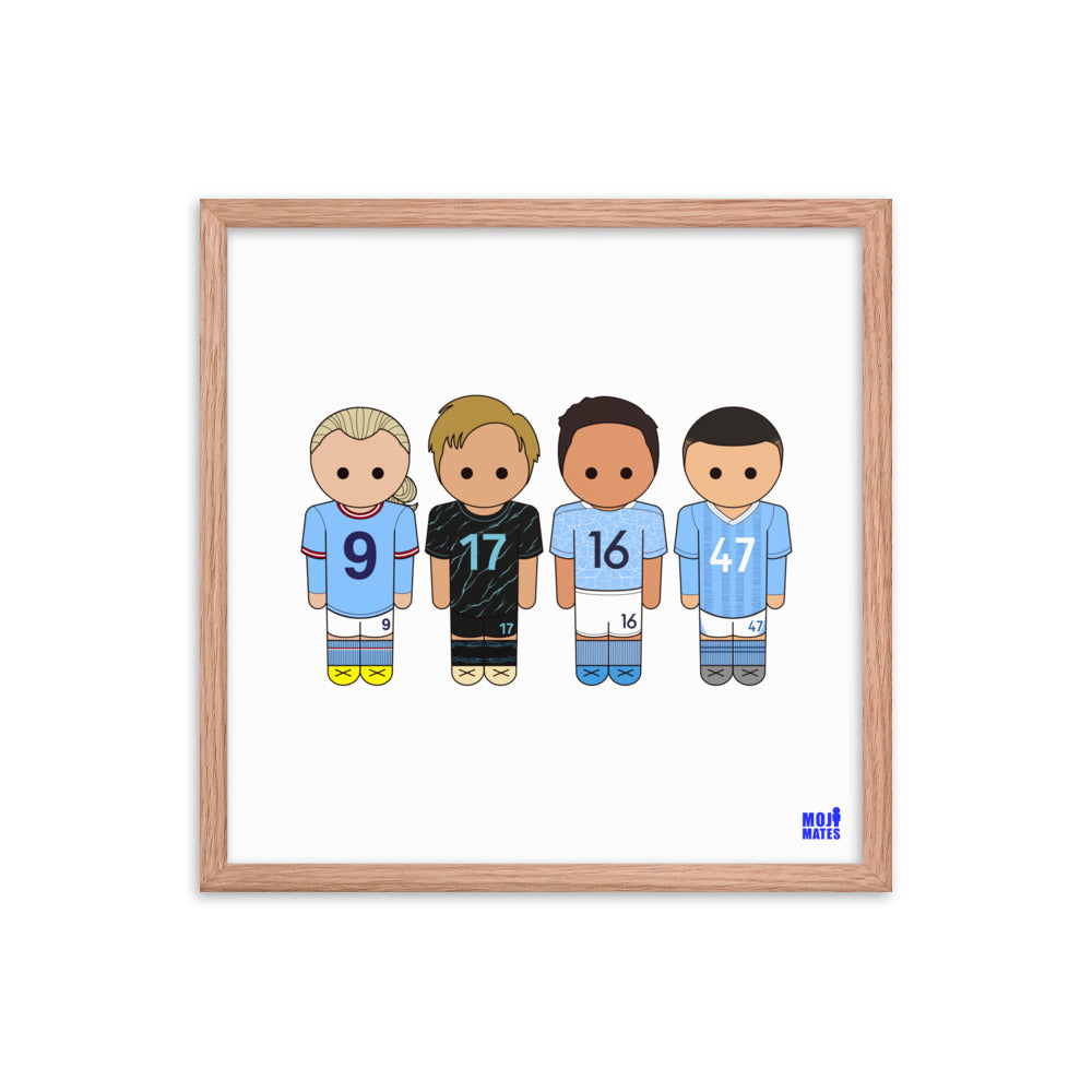 Man City Haaland De Bruyne Rodri Foden Framed poster