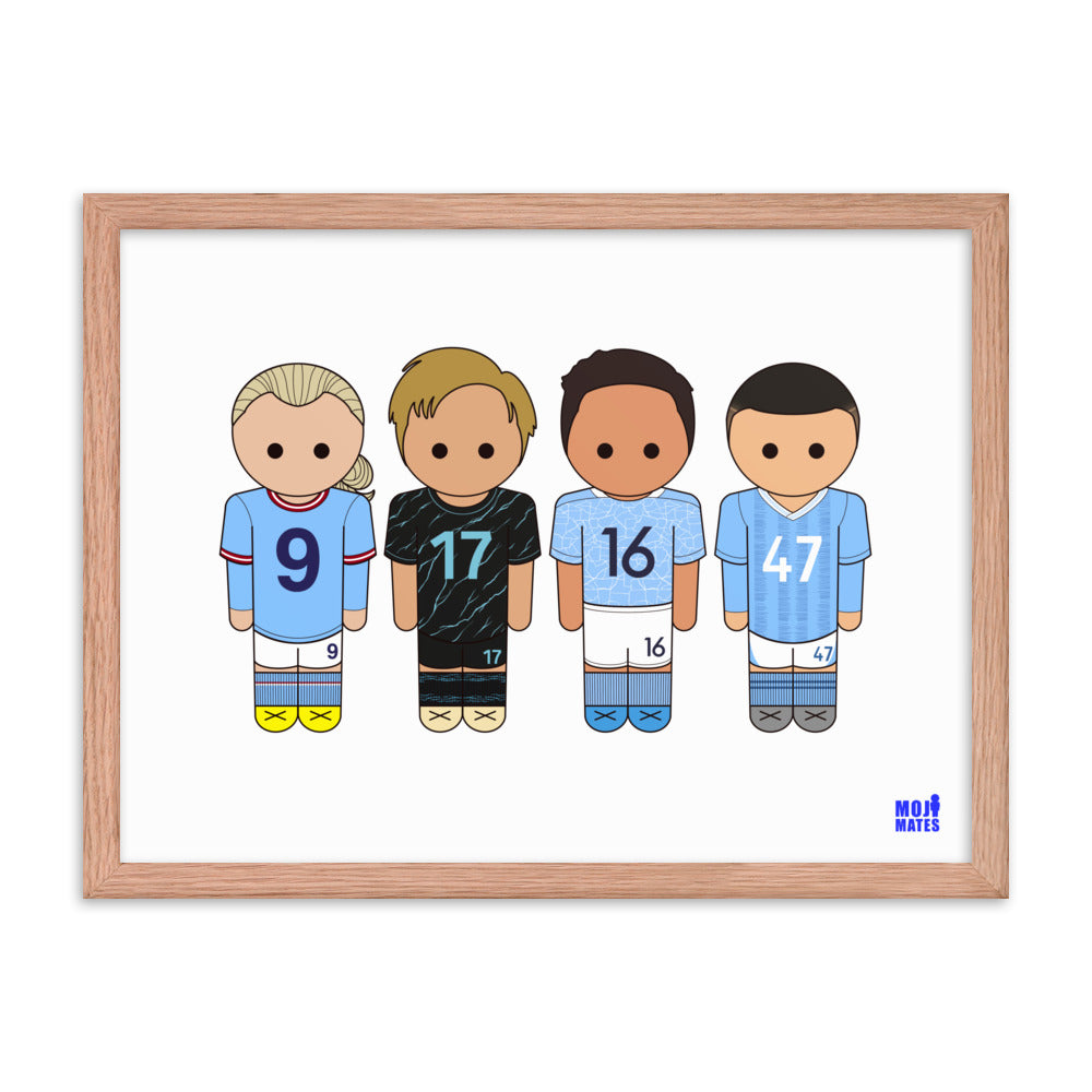 Man City Haaland De Bruyne Rodri Foden Framed poster