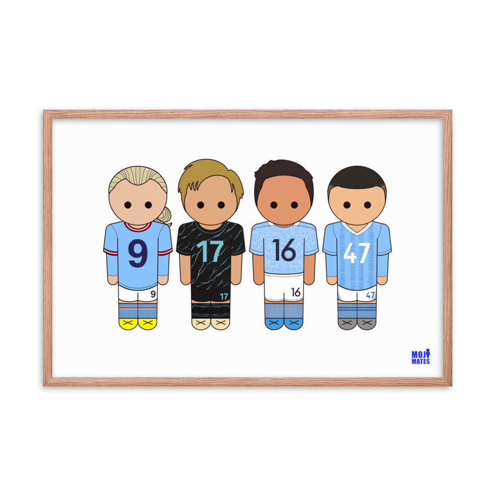 Man City Haaland De Bruyne Rodri Foden Framed poster