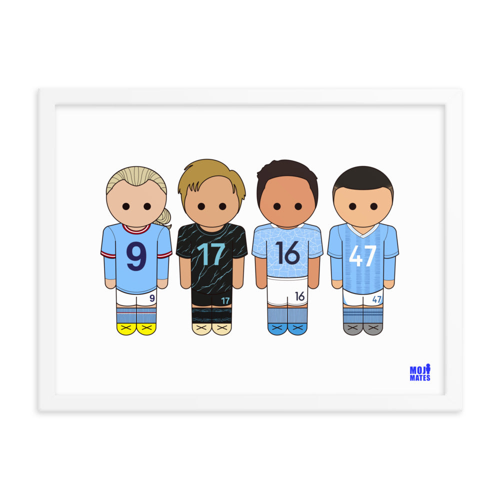 Man City Haaland De Bruyne Rodri Foden Framed poster