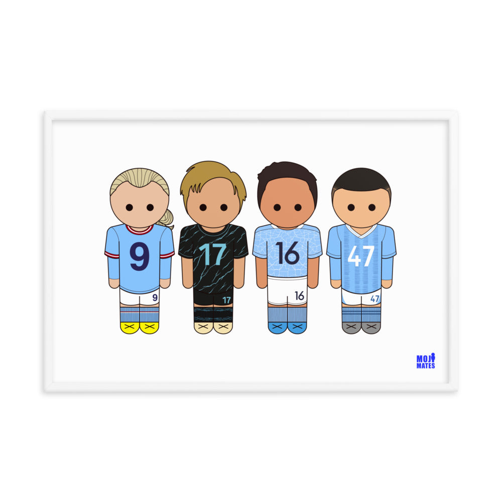 Man City Haaland De Bruyne Rodri Foden Framed poster