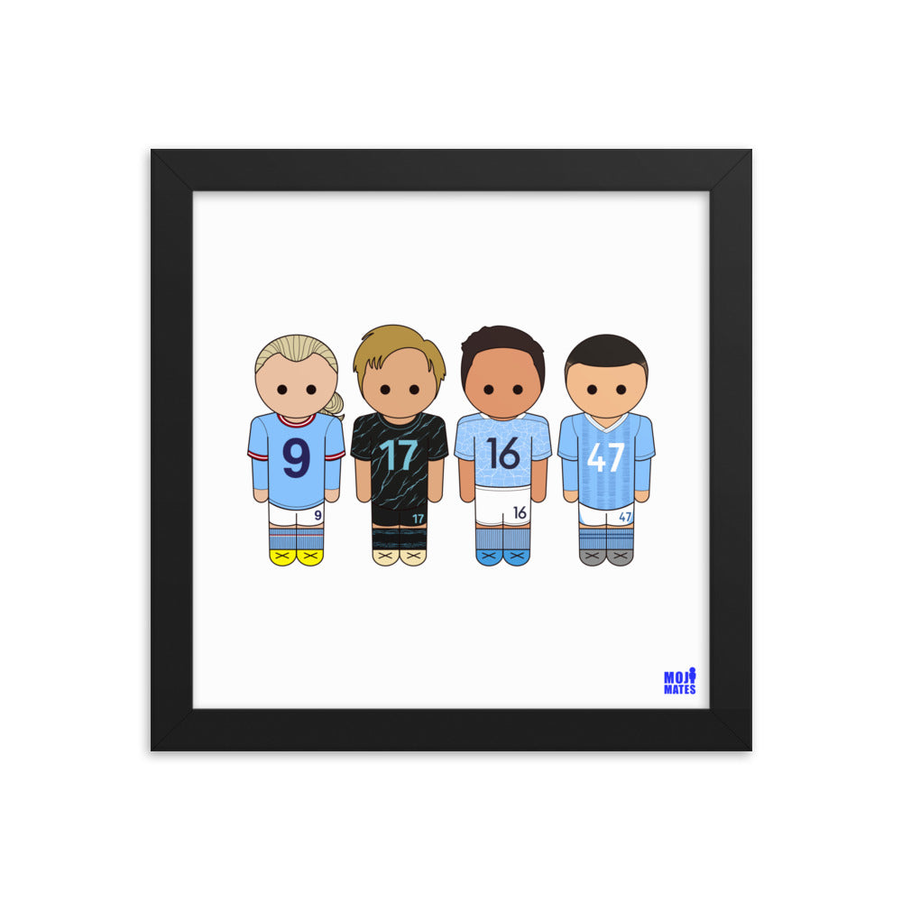Man City Haaland De Bruyne Rodri Foden Framed poster