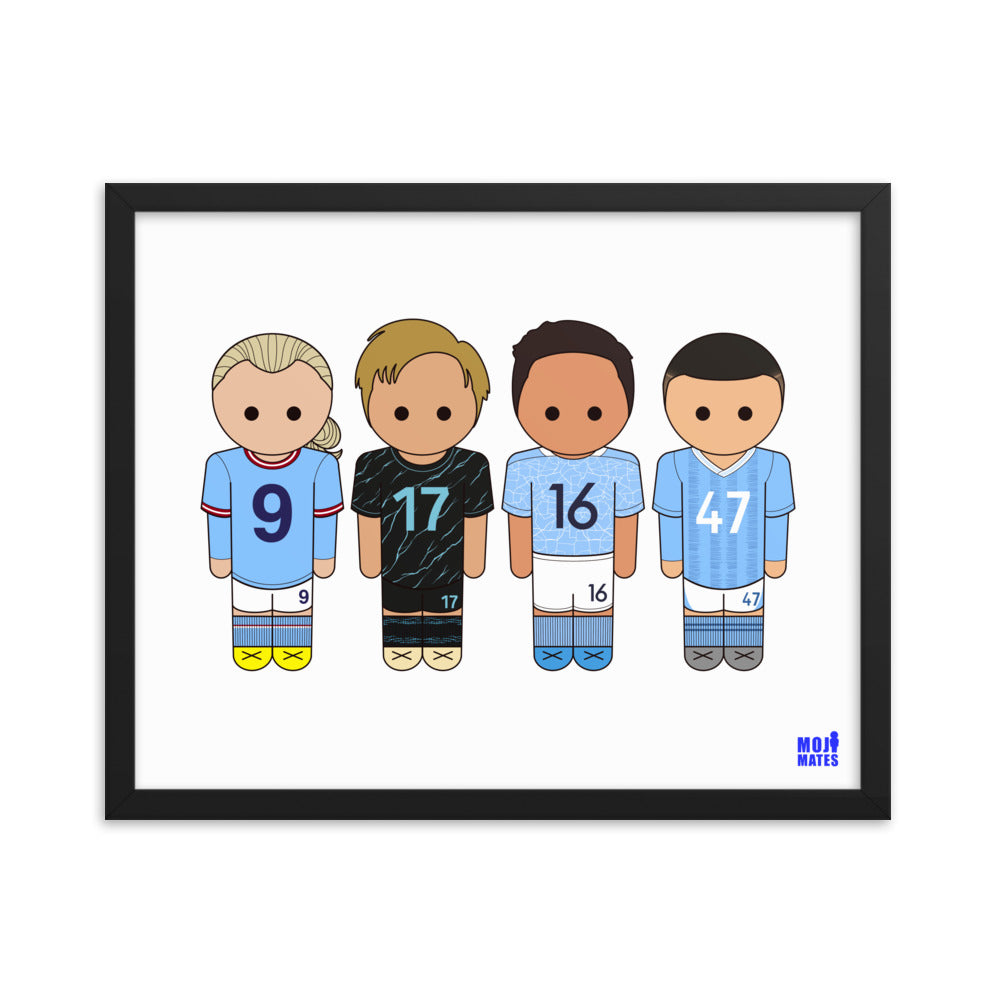 Man City Haaland De Bruyne Rodri Foden Framed poster