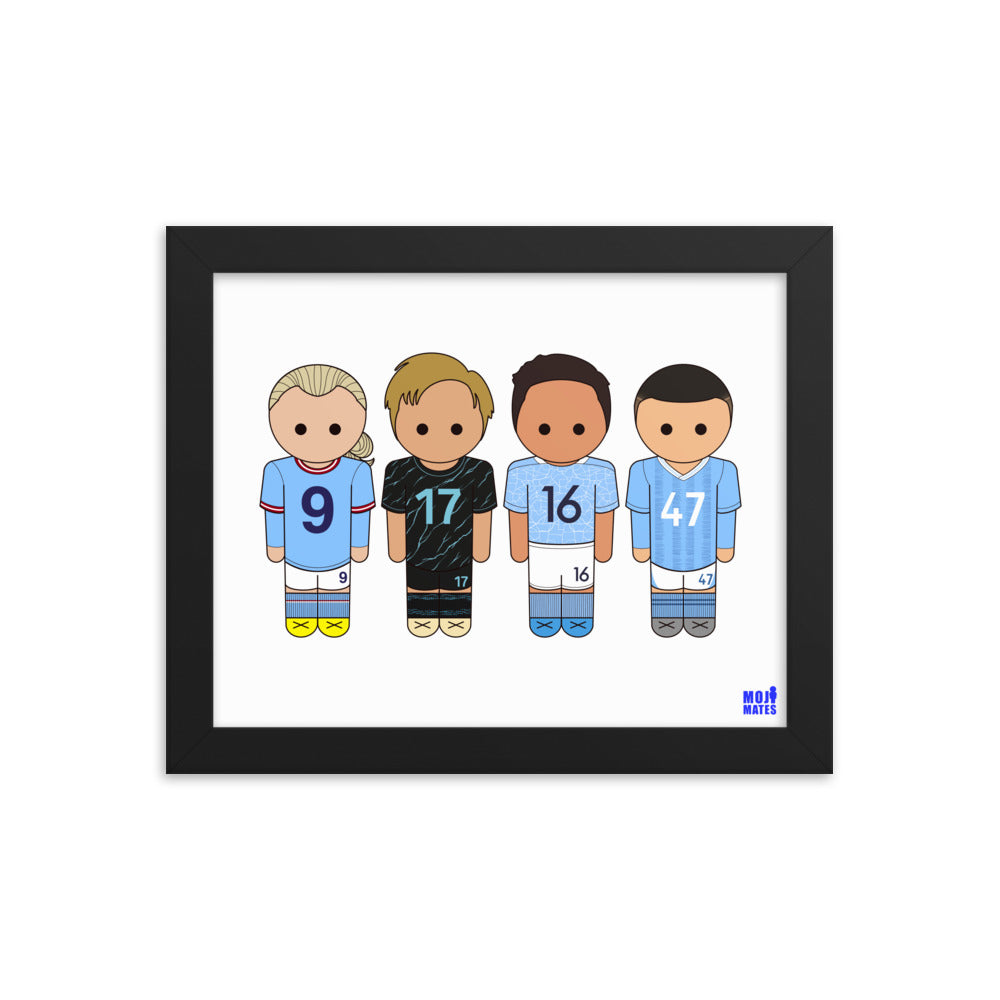 Man City Haaland De Bruyne Rodri Foden Framed poster