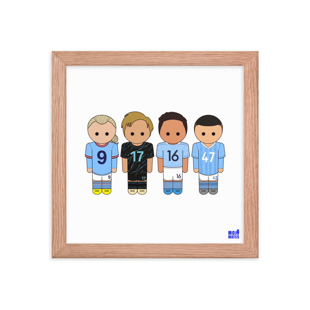 Man City Haaland De Bruyne Rodri Foden Framed poster