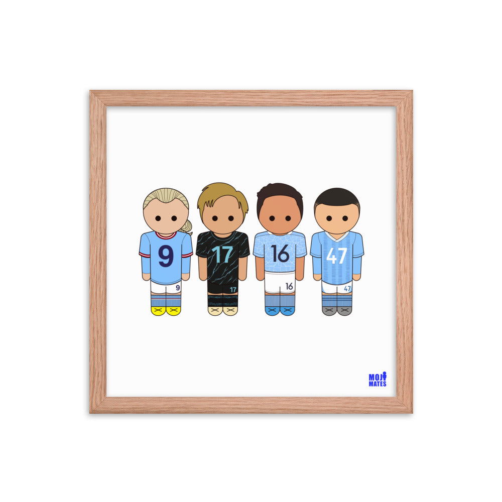 Man City Haaland De Bruyne Rodri Foden Framed poster
