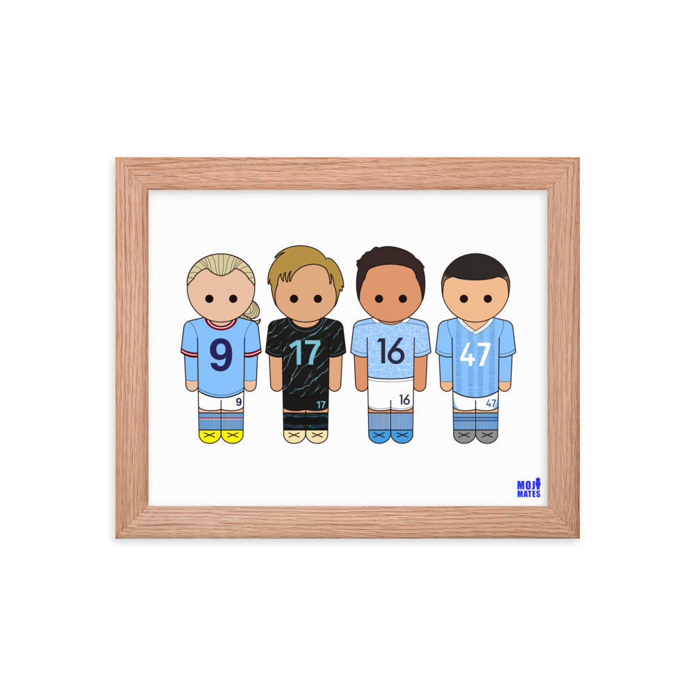 Man City Haaland De Bruyne Rodri Foden Framed poster