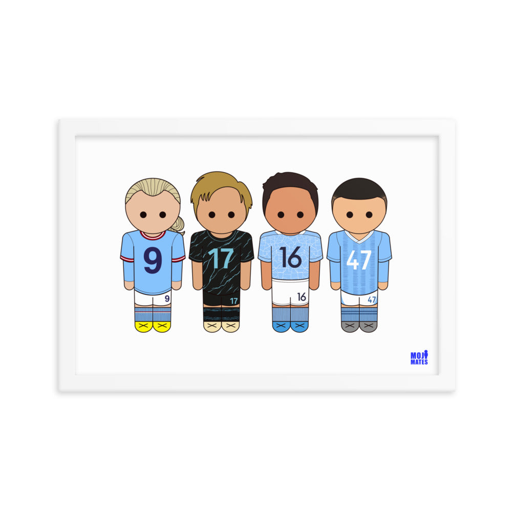 Man City Haaland De Bruyne Rodri Foden Framed poster